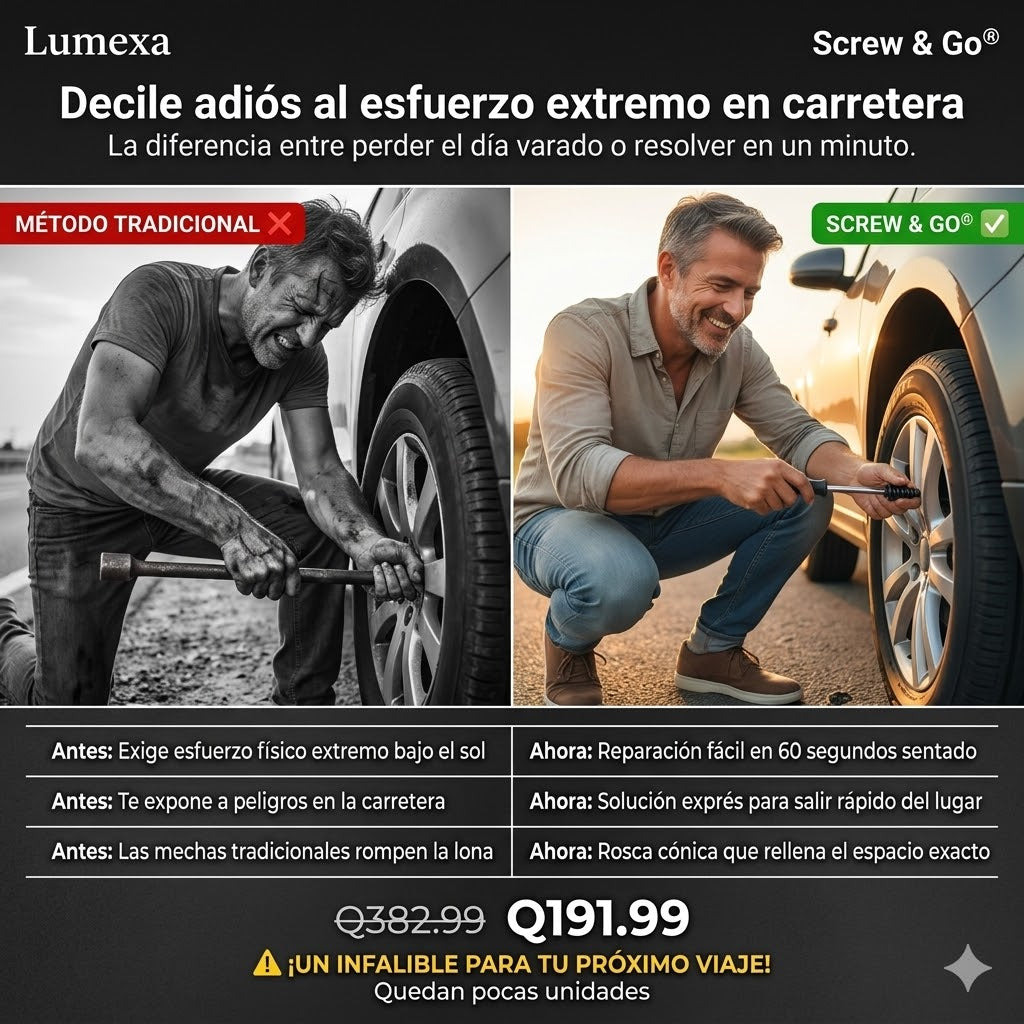 Screw & Go®: Kit de Reparación de 30 Pinchazos (Motos y Carros)