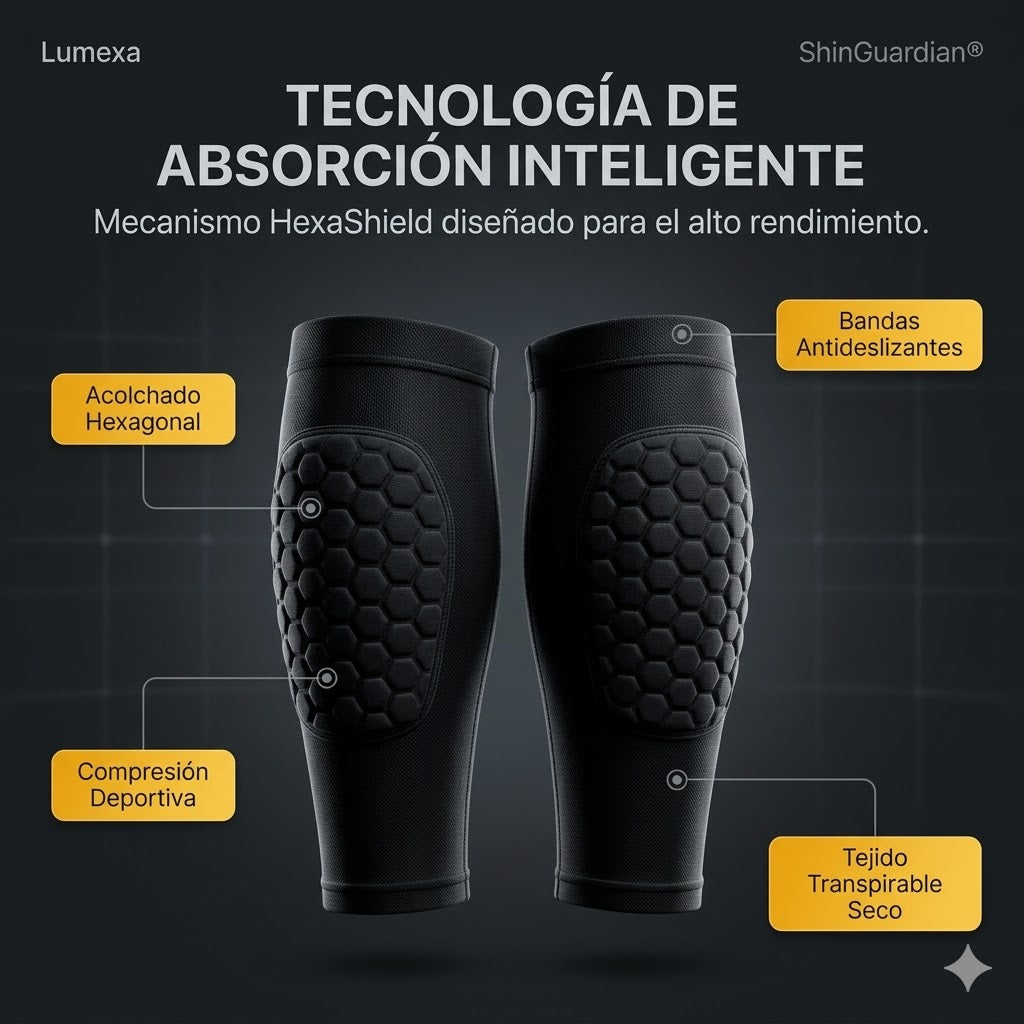 ShinGuardian®: Par de Compresión con Acolchado Hexagonal Antigolpes
