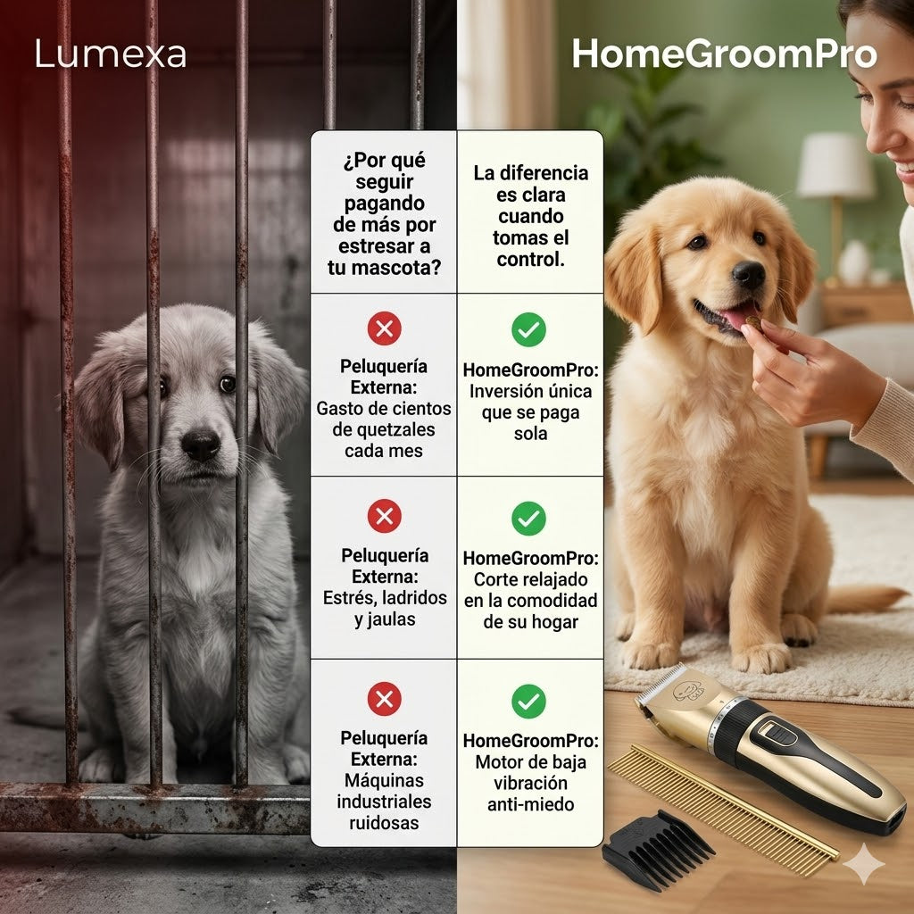 HomeGroomPro®: Máquina Silenciosa + 4 Guías y Accesorios