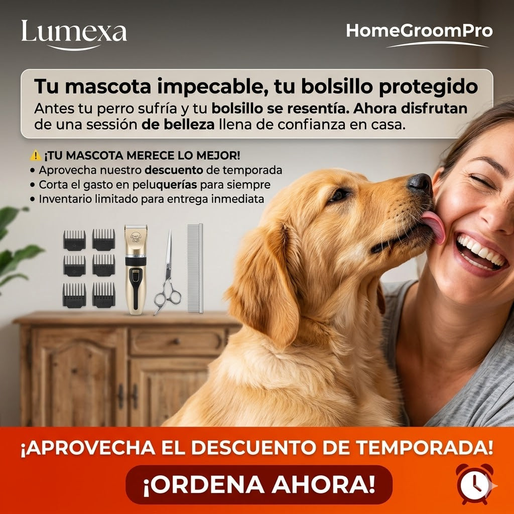 HomeGroomPro®: Máquina Silenciosa + 4 Guías y Accesorios