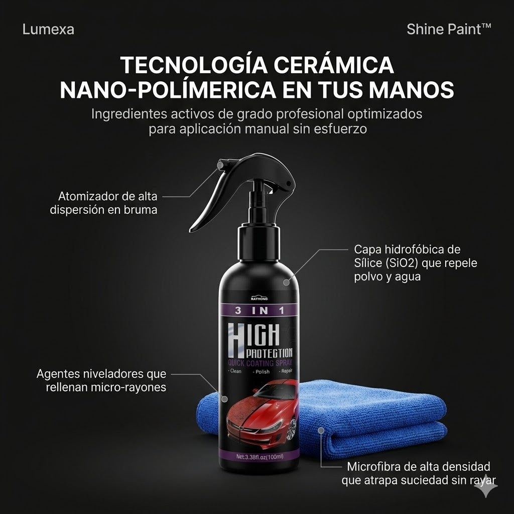Shine Paint™: Spray de Cerámica Líquida 3 en 1 + Microfibra de Regalo