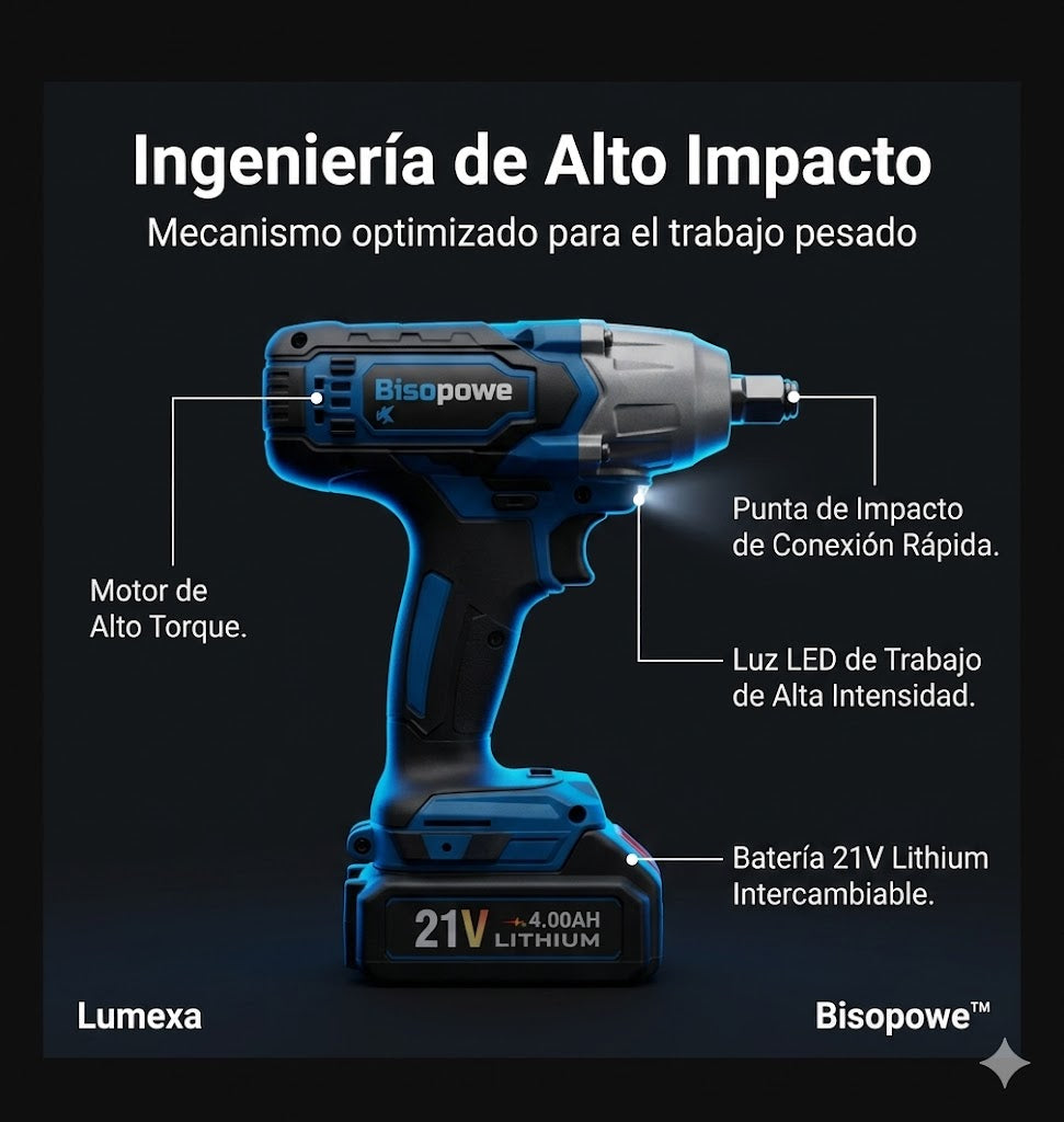 Bisopowe™: Alto Torque con Doble Batería de 4.0Ah y Accesorios