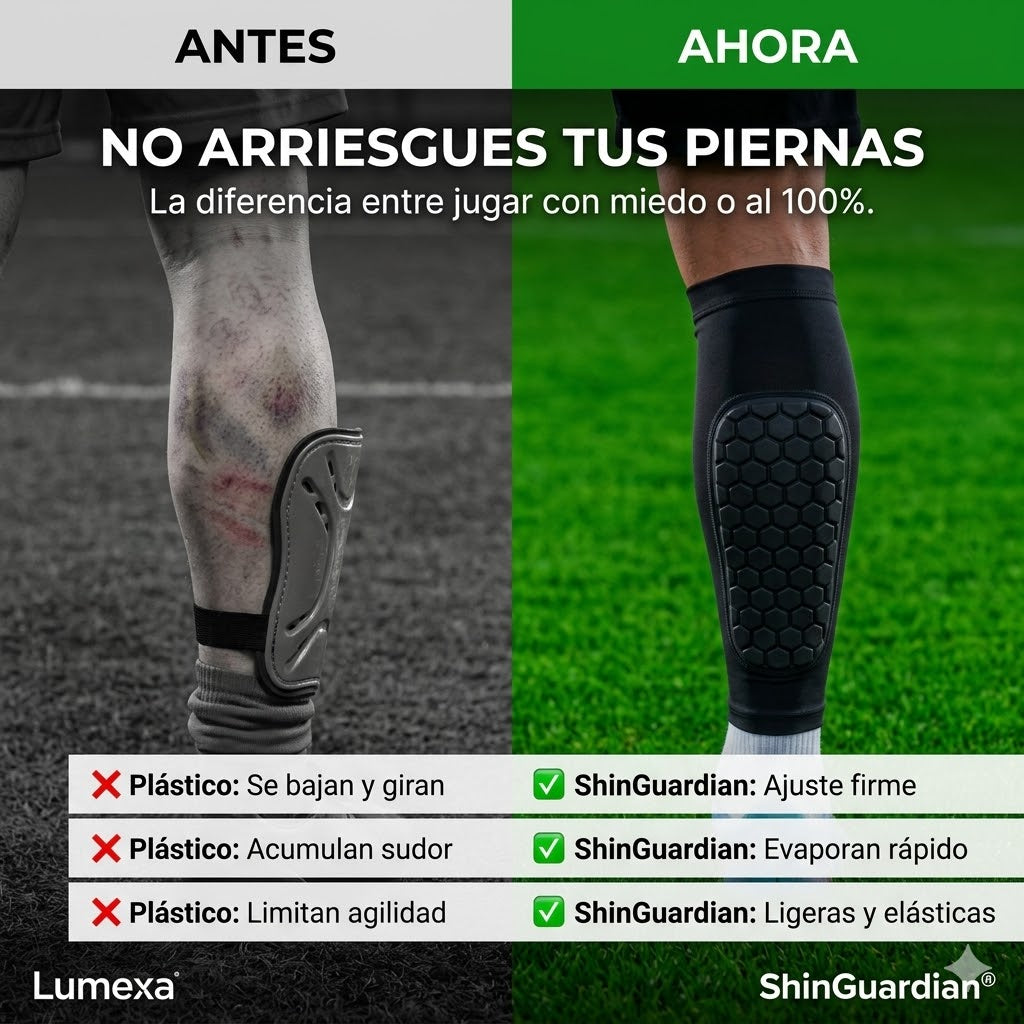 ShinGuardian®: Par de Compresión con Acolchado Hexagonal Antigolpes